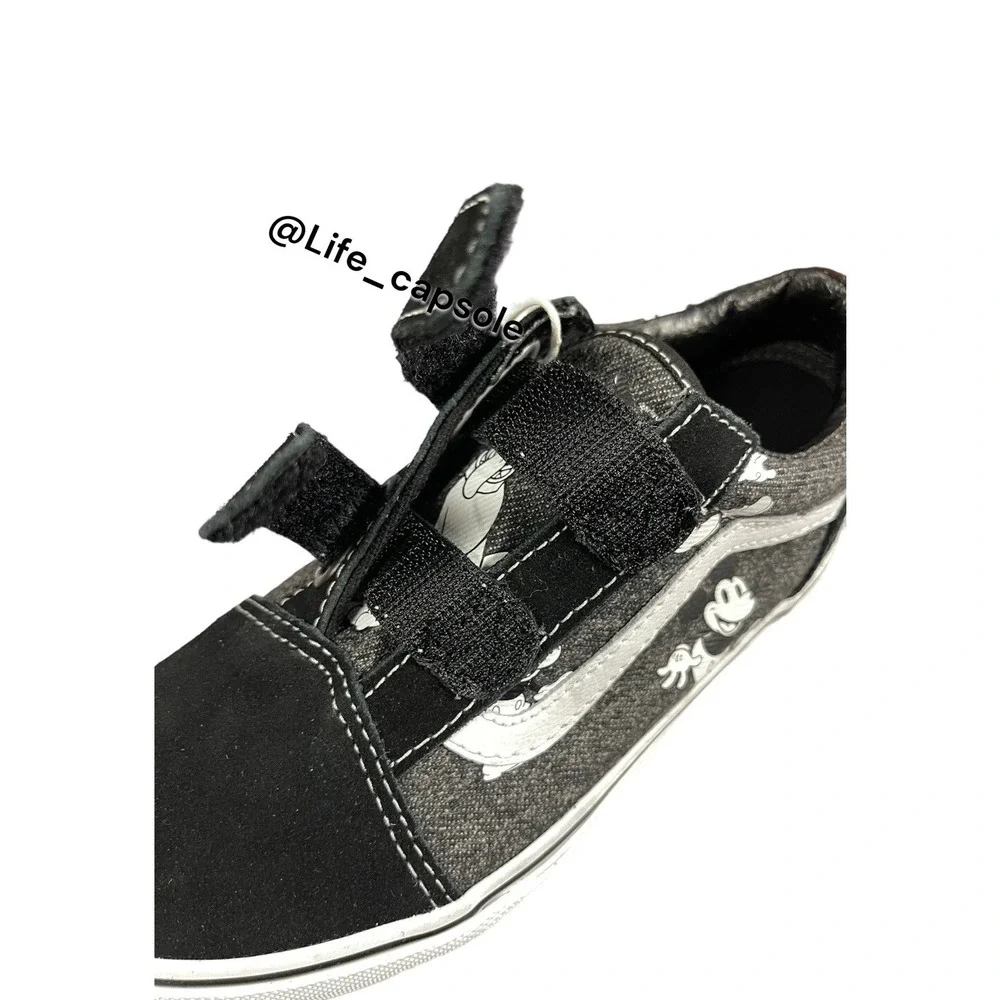 Size 13Y Kids Vans Old Skool Disney Mickey Mouse Youth Easy On Slip VN000VHEBMB
